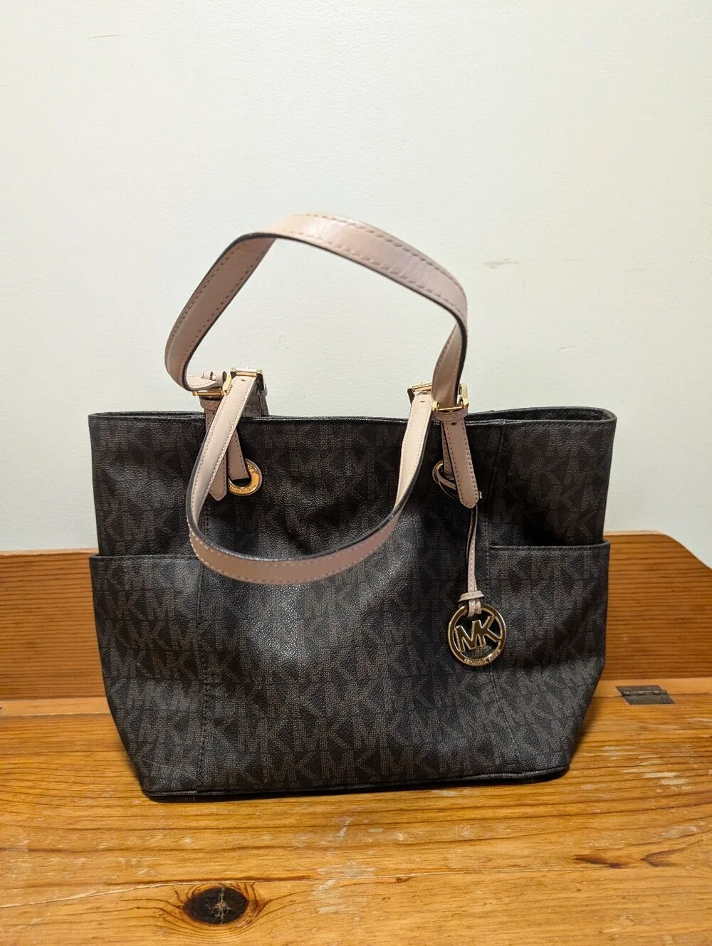 Michael Kors Jet Set Travel MK Signature Tote Brown Tan